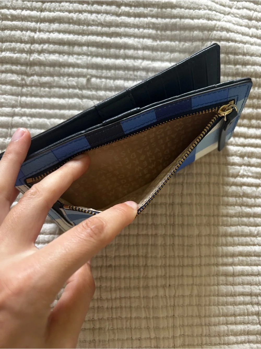 kate spade Blue Gingham Plaid Continental Wallet